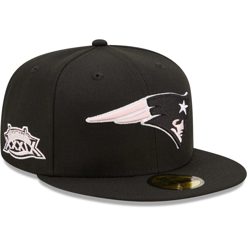 New Era Black New England Patriots Super Bowl XXXIX Pink Undervisor 59FIFTY Fitted Hat