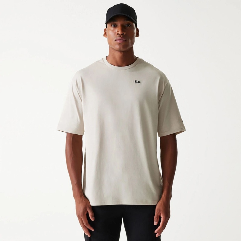 New Era Essential Light Beige Oversized T-Shirt XS