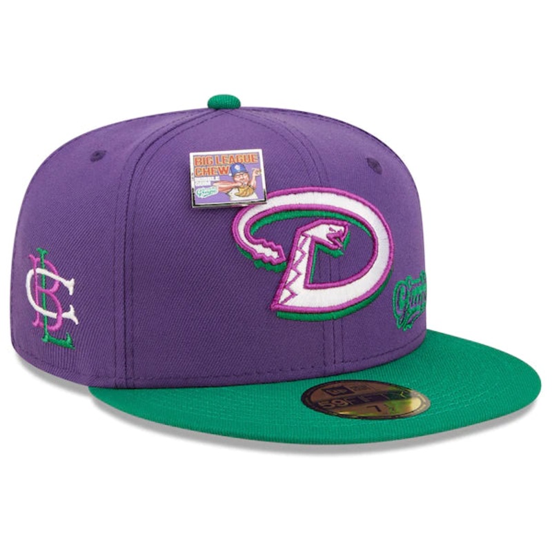 New Era MLB x Big League Chew  Arizona Diamondbacks Ground Ball Grape Flavor Pack 59FIFTY Fitted Hat – Purple/Green