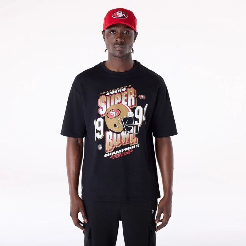 San Francisco 49ers NFL Helmet Black T-Shirt XS
