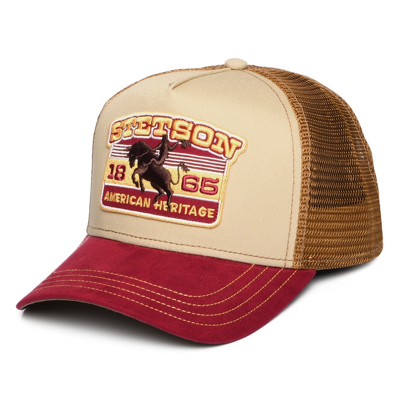 Stetson Hats Rodeo Trucker Cap – Beige-Wine-Light Brown Adjustable