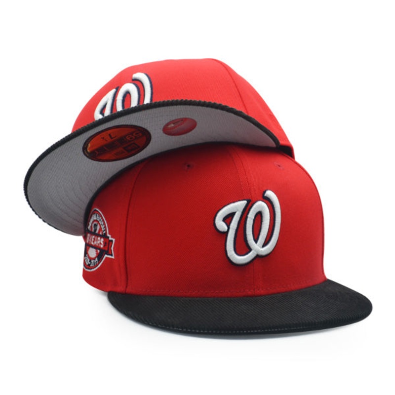Washington Nationals 10th ANNIVERSARY Exclusive New Era 59Fifty CORD Fitted Hat  Red/Black 7