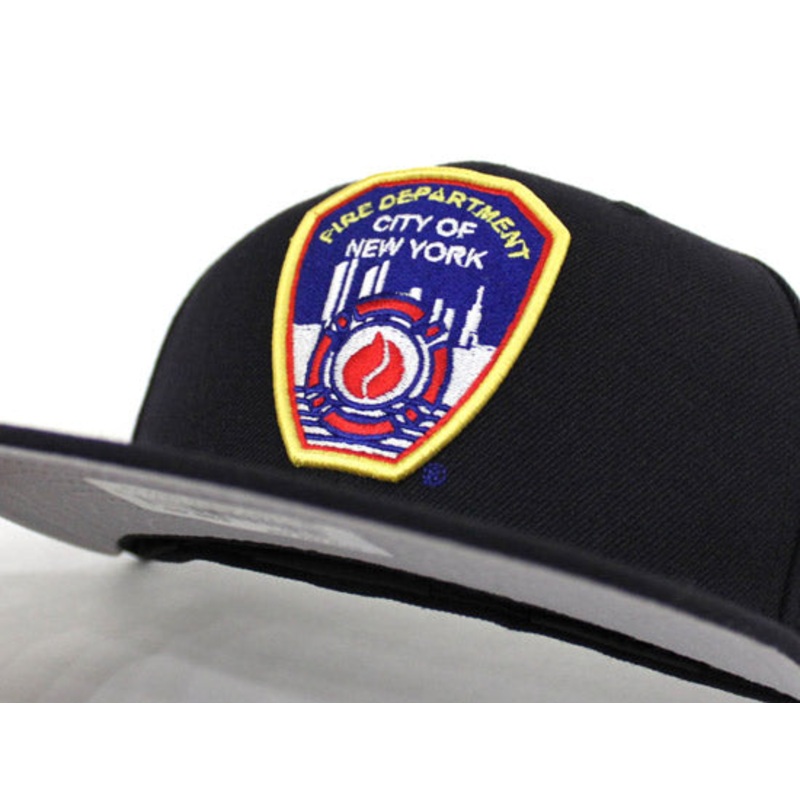 FDNY Shield New Era 59Fifty Fitted Hats (New York City Fire Department Gray Under Brim) 7 5/8