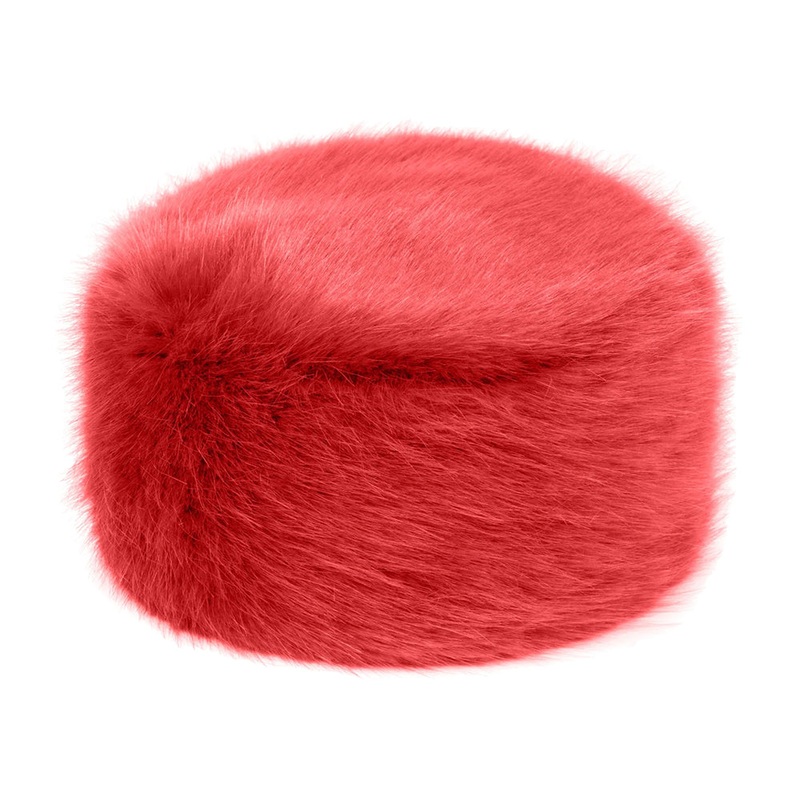 Helen Moore Womens Faux Fur Winter Pillbox Hat – Deep Red 1-Size