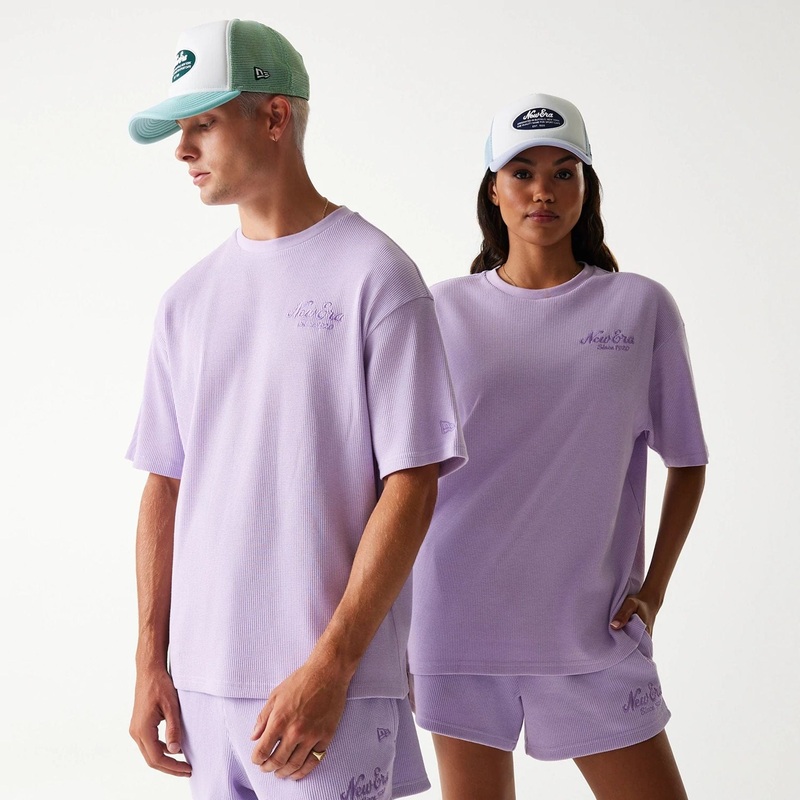 New Era Waffle Pastel Purple Oversized T-Shirt XS