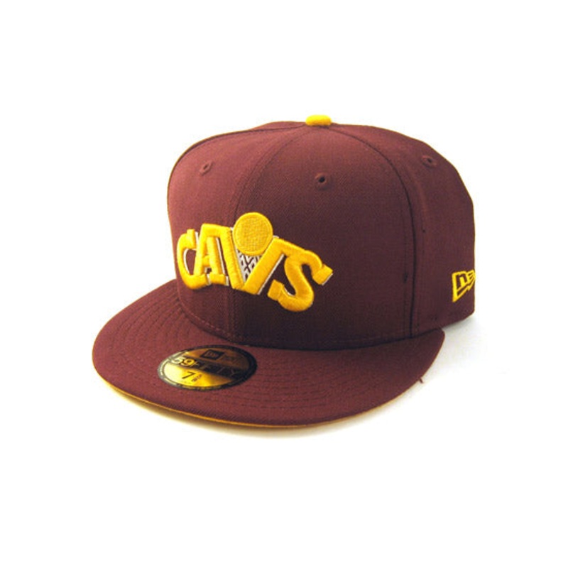 Cleveland Cavaliers New Era 5950 Fitted Hats (Maroon Yellow) 7