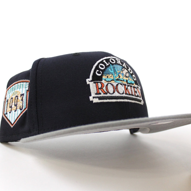Colorado Rockies EST 1993 New Era 59Fifty Fitted Hat (Glow in the Dark Navy Misty Gray Under Brim) 7
