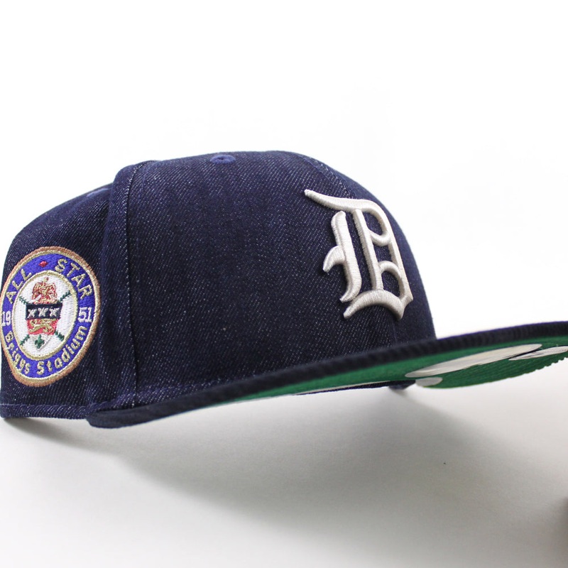 Detroit Tigers 1951 All Star Game New Era 59Fifty Fitted Hat (Navy Denim Dark Navy Corduroy Green Under Brim) 7