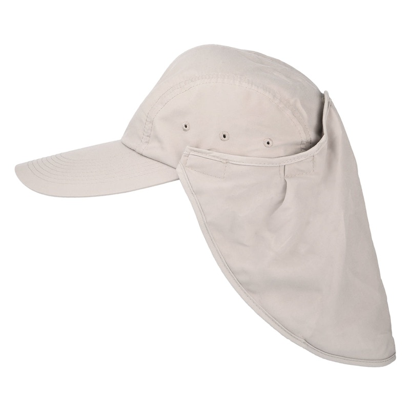 Dorfman Pacific Hats Removable Sun Shield Flap Cap – Khaki Adjustable