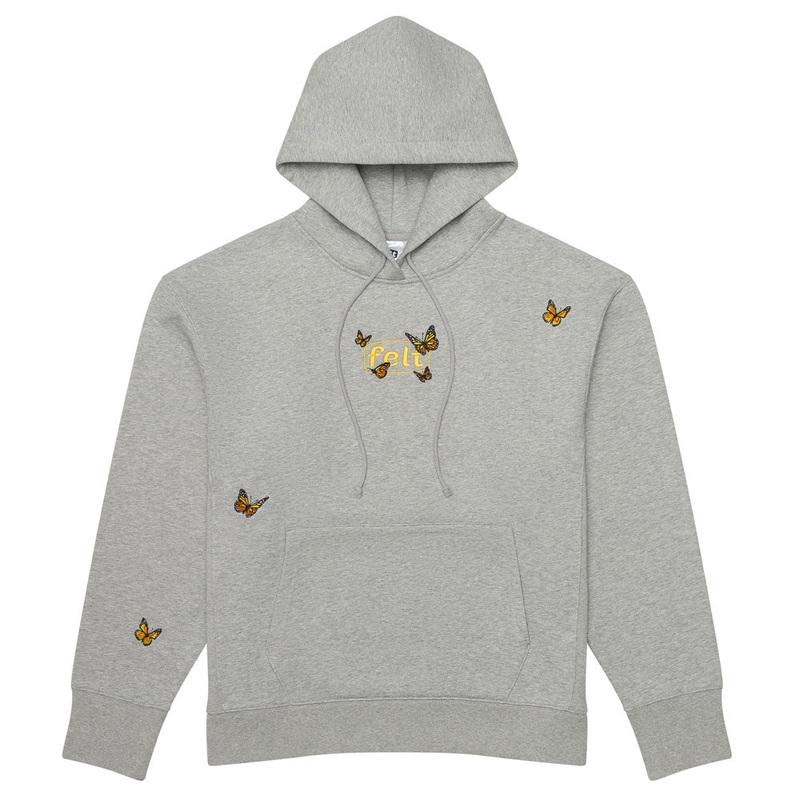 FELT BUTTERFLY EMBROIDERED SWEATSHIRT (Gray) m