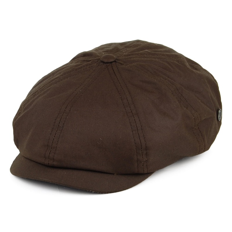 Jaxon & James British Millerain Waxed Cotton Newsboy Cap – Brown S