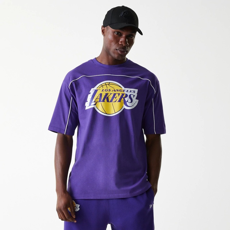 LA Lakers NBA Piping Purple Oversized T-Shirt XS