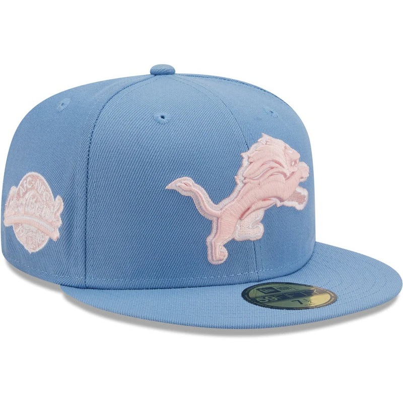 New Era Detroit Lions Light Blue 1986 Pro Bowl Pink Undervisor 59FIFTY Fitted Hat