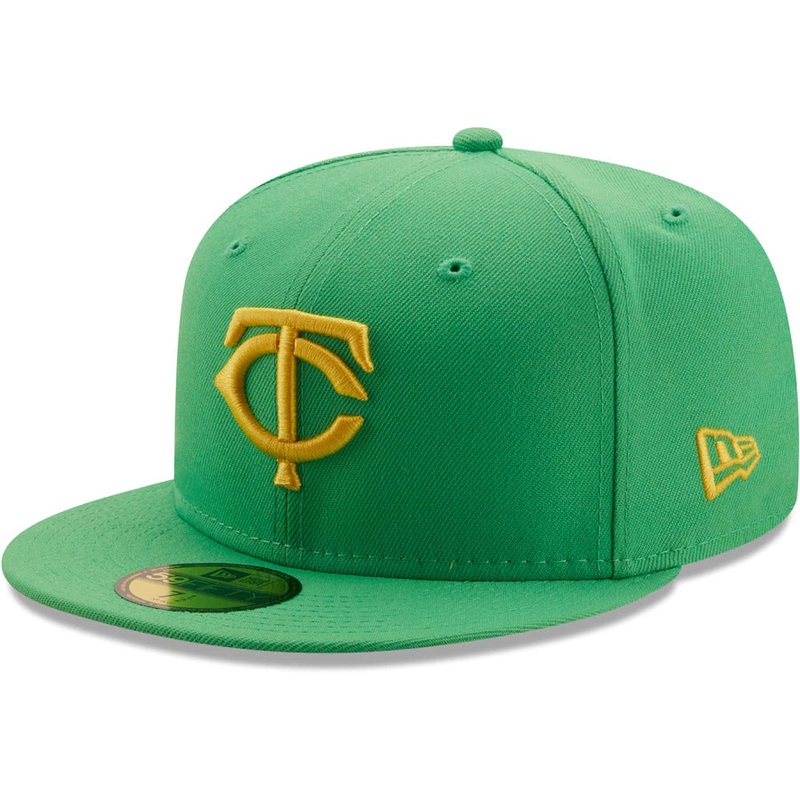 New Era Kelly Green Minnesota Twins 50th Anniversary Side Patch Yellow Undervisor 59FIFTY Fitted Hat