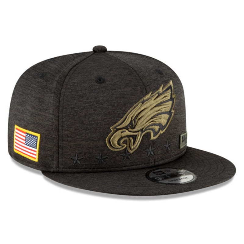 Philadelphia Eagles NFL 2020 Salute to Service 9FIFTY Snapback Hat – Heather Black