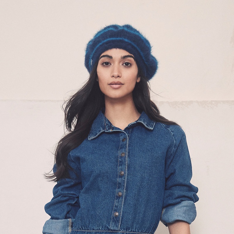 Seeberger Hats Striped Angora Beret – Blue 1-Size