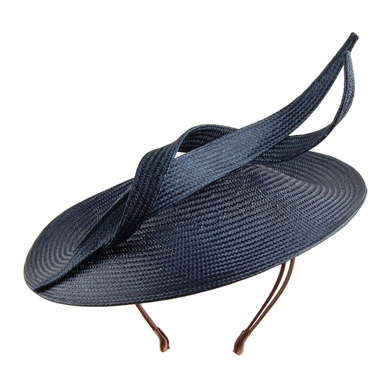 Whiteley Hats Marian Straw Disc Fascinator – Navy Blue 1-Size