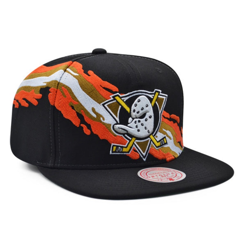 Anaheim Ducks NHL Mitchell & Ness VINTAGE PAINTBRUSH Snapback Hat – Black/Orange