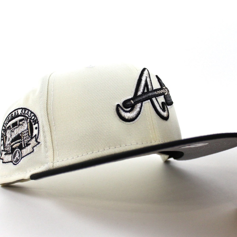 Atlanta Braves Inaugural Season 2017 New Era 59Fifty Fitted Hat (Chrome White Black Gray Under Brim) 7