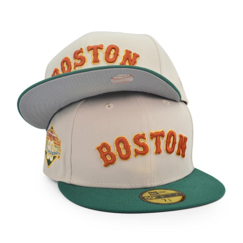 Boston Red Sox Fenway Park 90th Anniversary Exclusive New Era 59Fifty Fitted Hat – Stone/Green 6 7/8