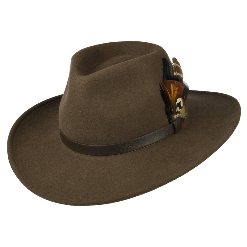Failsworth Hats Showerproof Wool Felt Outback Hat – Brown 1-Size