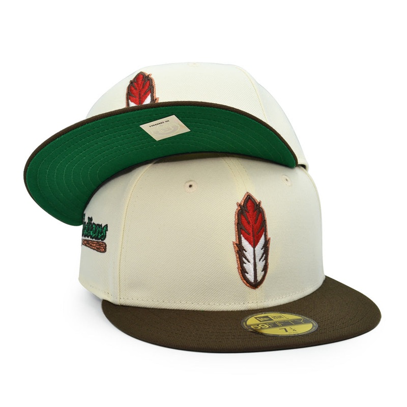 Kinston Indians Exclusive Team Word Mark New Era 59Fifty Fitted Hat – Chrome/Walnut 6 7/8