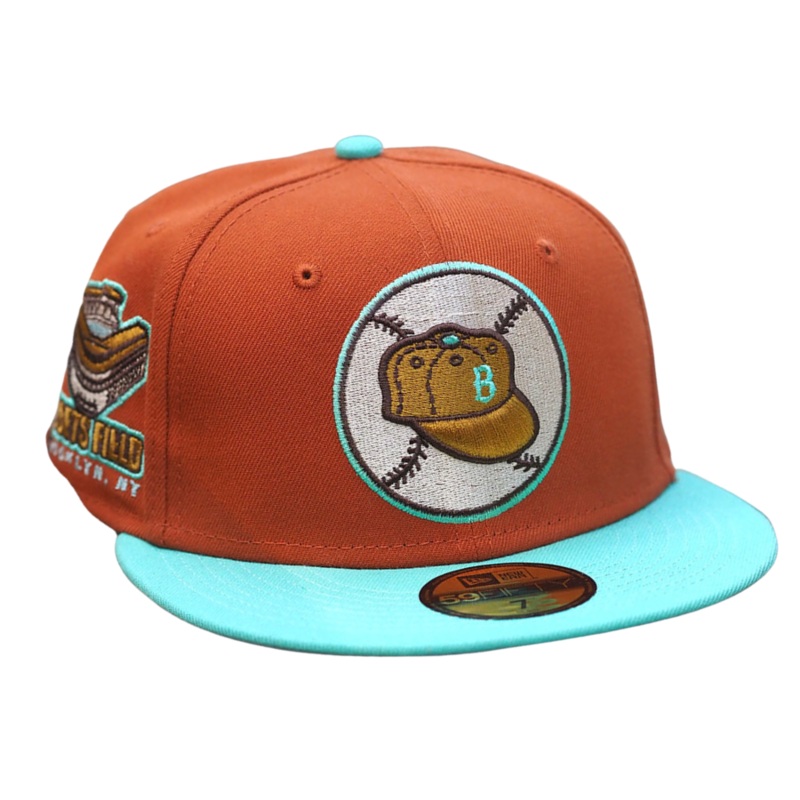 New Era Brooklyn Dodgers Ebbets Field Rust Orange/Clear Mint 59FIFTY Fitted Hat