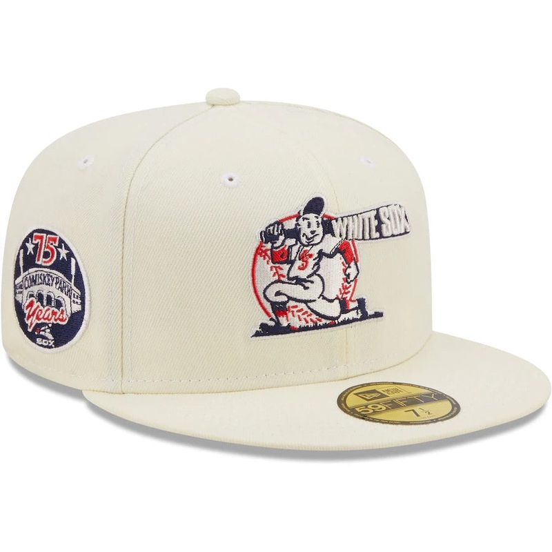 New Era Chicago White Sox Cream Comiskey Park 75th Anniversary Chrome Alternate Undervisor 59FIFTY Fitted Hat