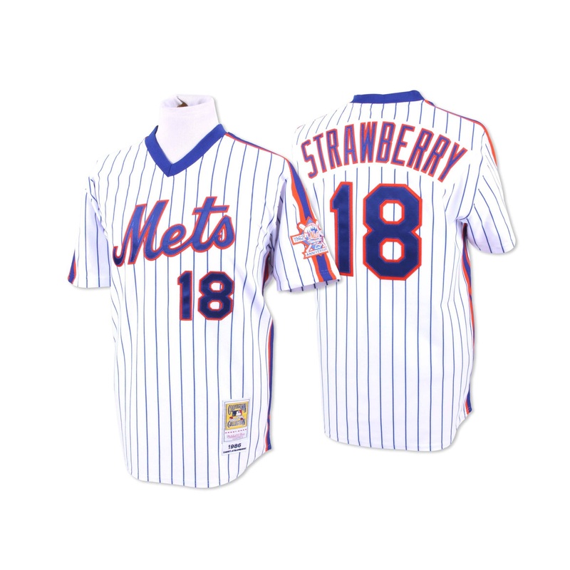 New York Mets #18 Darryl Strawberry 1986 Mitchell and Ness Authentic Jersey l