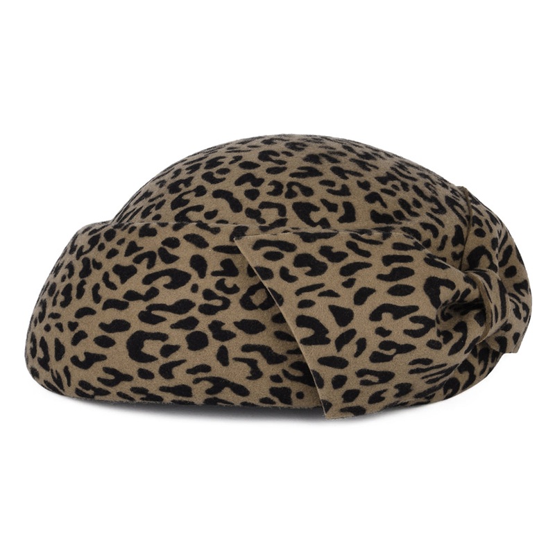 Whiteley Hats Avery Wool Pillbox Hat With Bow – Leopard 1-Size