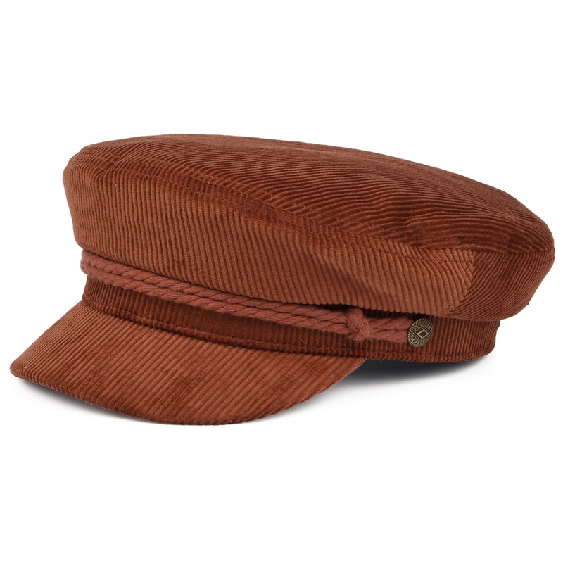 Brixton Hats Corduroy Fiddler Cap – Burnt Orange Small-56cm