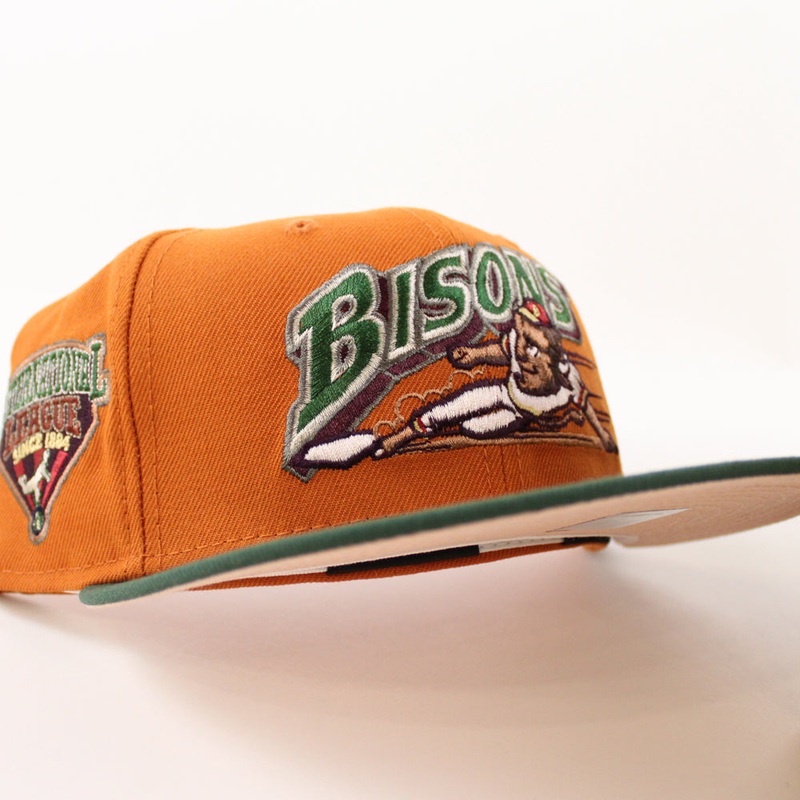 BUFFALO BISONS INTERNATIONAL LEAGUE New Era 59Fifty Fitted Hat (Fight Orange MOUNTAIN PINE GREEN BLUSH SKY Under Brim) 7