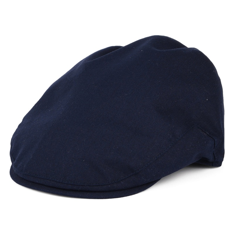 Christys Hats Balmoral Cotton-Linen Flat Cap – Navy Blue S