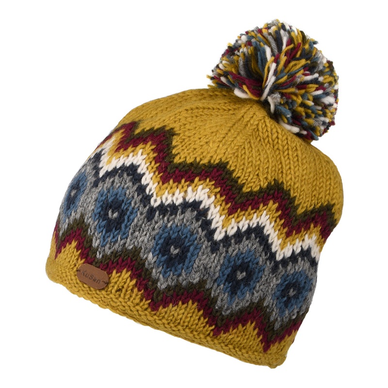 Kusan Short Bobble Hat – Yellow-Grey-Multi 1-Size
