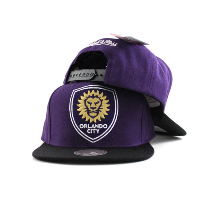 Orlando City Soccer Club MLS Snapback Hats (PURPLE BLACK) One Size