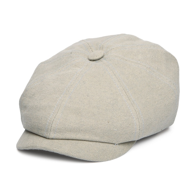 Stetson Hats Hatteras Sustainable Cotton Twill Newsboy Cap – Beige-Light Blue S