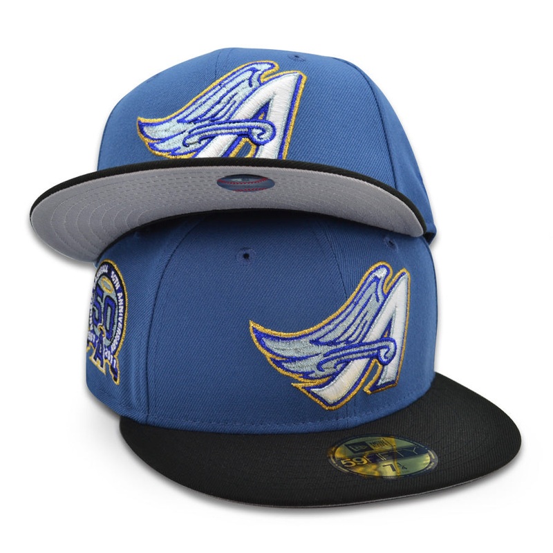 Anaheim Angels “BLUE HALOS” Exclusive New Era 59Fifty Fitted Hat -Indigo/Black 6 7/8