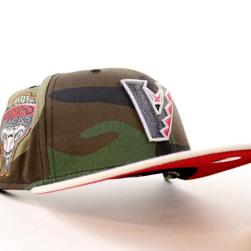Arizona Diamondbacks 1998 Inaugural Season New Era 59Fifty Fitted Hat (Upside Down WoodLand Camo Stone Scarlet Under Brim) 7