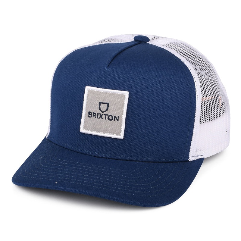 Brixton Hats Alpha Block NetPlus C MP Trucker Cap – Navy-White Adjustable