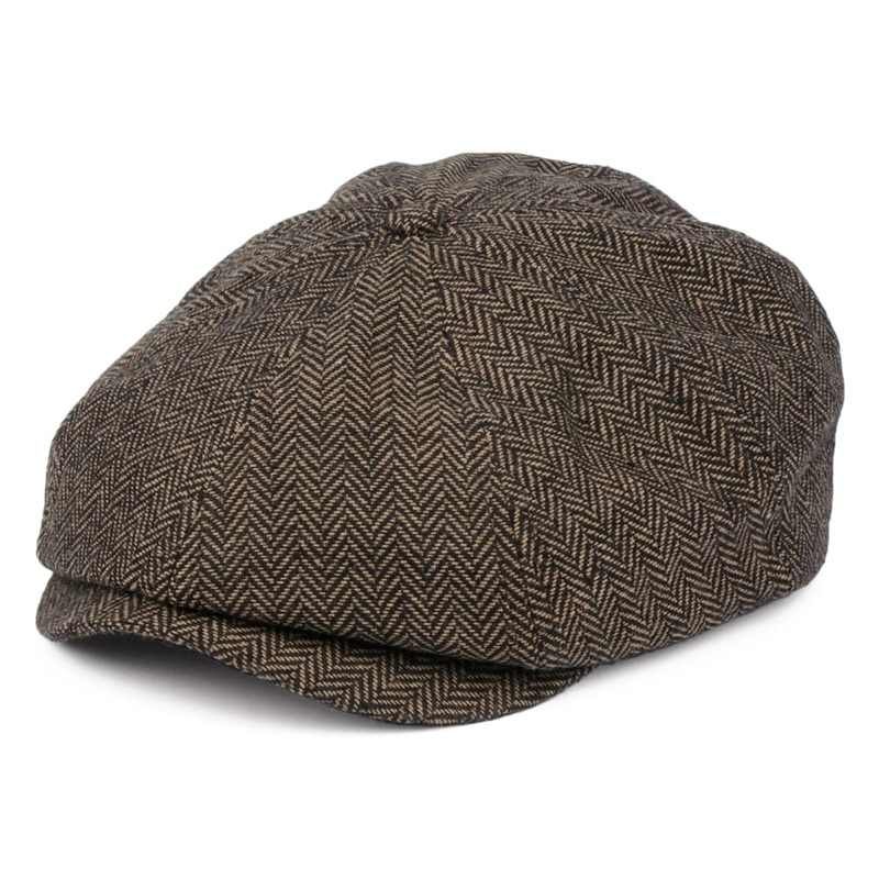 Brixton Hats Brood Herringbone Newsboy Cap – Brown-Khaki Small-56cm