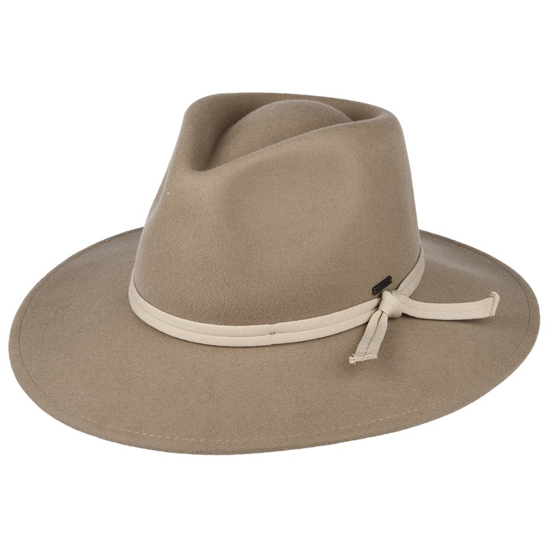 Brixton Hats Joanna Wool Felt Packable Fedora Hat – Camel-Beige Small-56cm