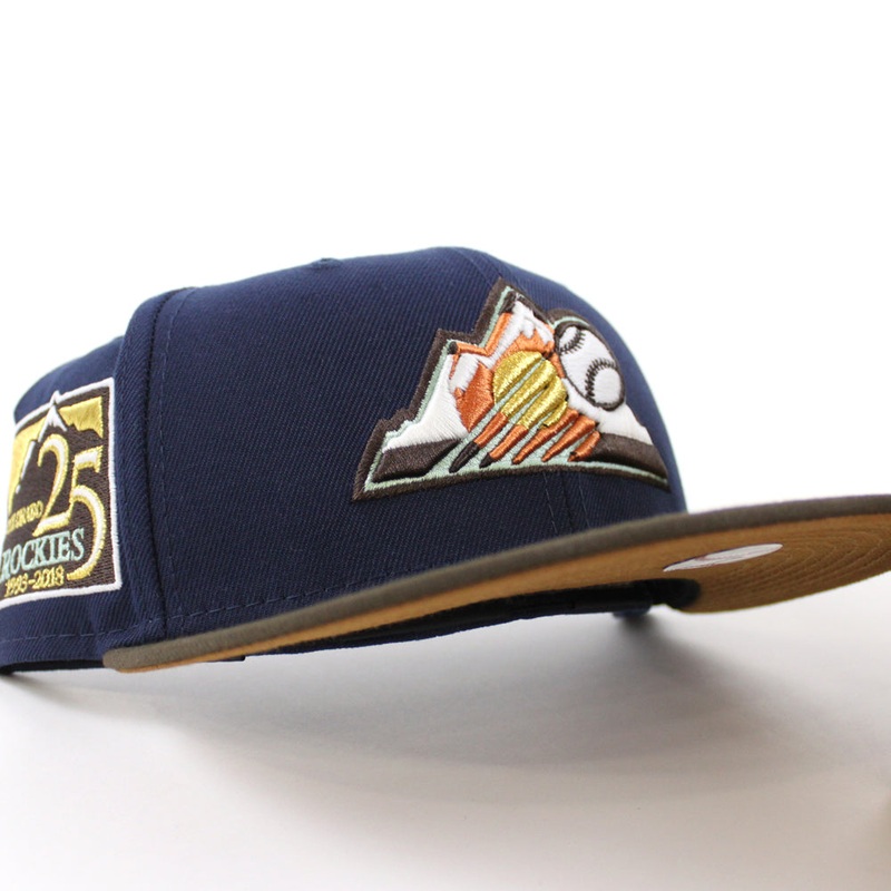 Colorado Rockies 25TH Anniversary New Era 59Fifty Fitted Hat (GITD Oceanside Blue Walnut Peanut Under Brim) 7