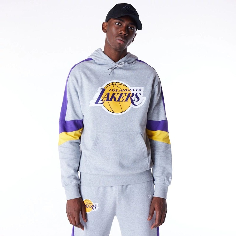 LA Lakers Colour Block Grey Pullover Hoodie XS