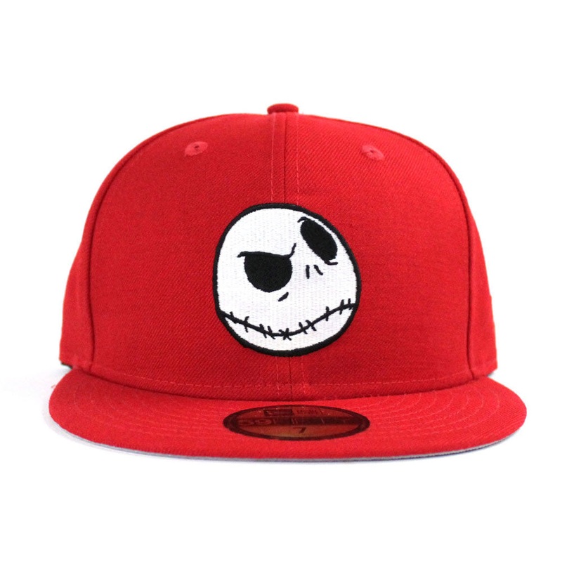 Nightmare Before Christmas Jack Skellington Face New Era 59Fifty Fitted Hat (Red Glow in the Dark Gray Under Brim) 7