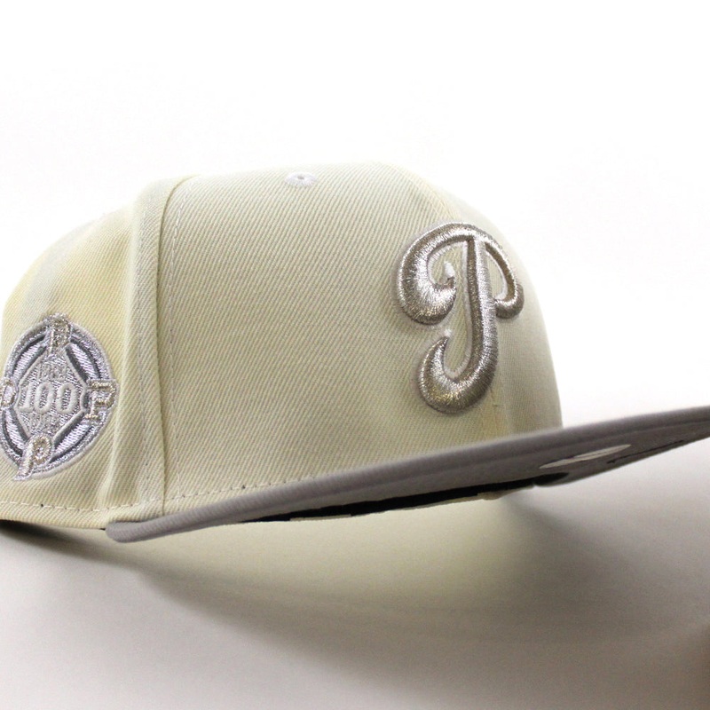 Philadelphia Phillies 100 Years Patch 59Fifty New Era Fitted Hat (Chrome White Stone Gray Under Brim) 6 7/8