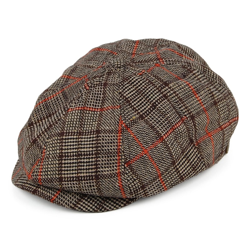 Brixton Hats Brood Lightweight Windowpane Newsboy Cap – Brown Small-56cm