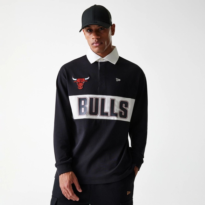 Chicago Bulls NBA Rugby Black Long Sleeve Polo XS