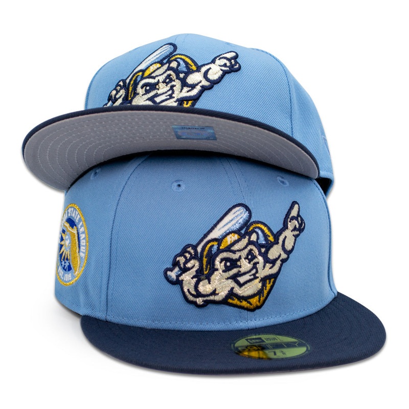 Fort Myers Mighty Mussels “Muscle Gym” Exclusive New Era 59Fifty Fitted Hat – Sky/Navy 6 7/8