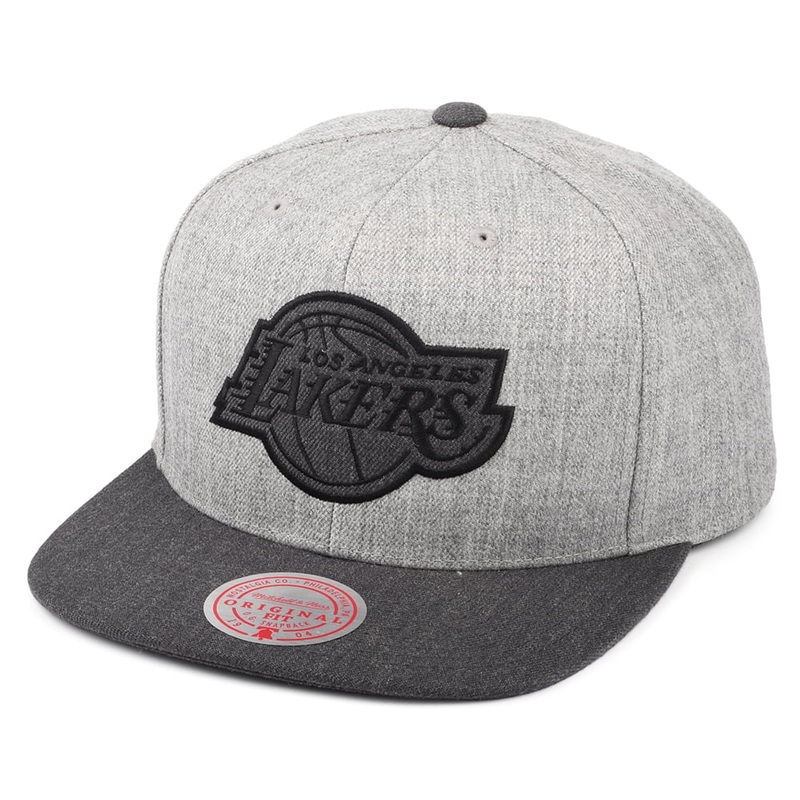 Mitchell & Ness L.A. Lakers Snapback Cap – NBA Dual Heather – Heather Grey Adjustable