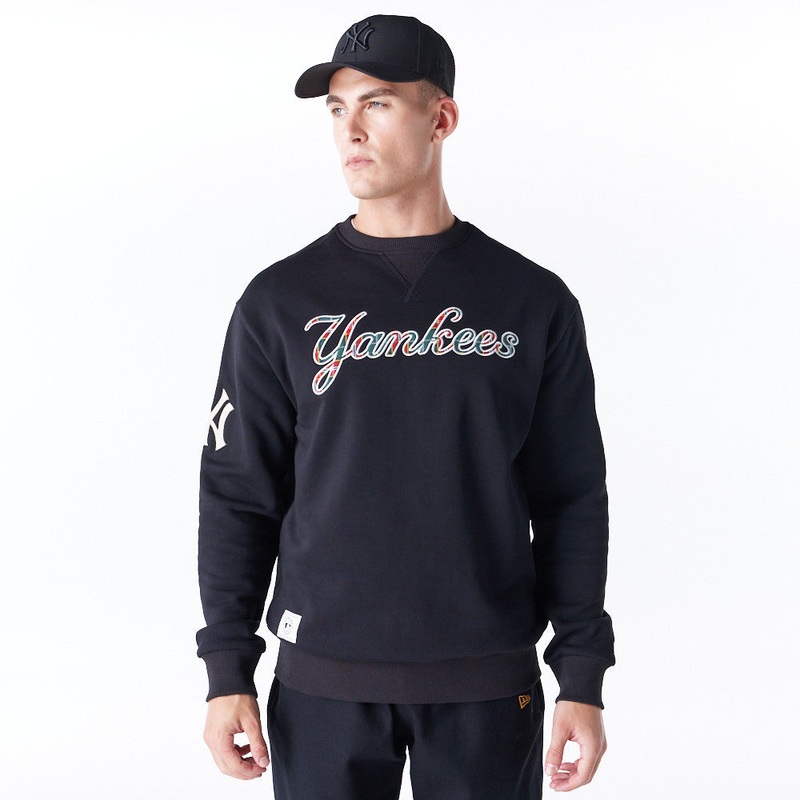 New York Yankees MLB Tartan Infill Black Crew XS